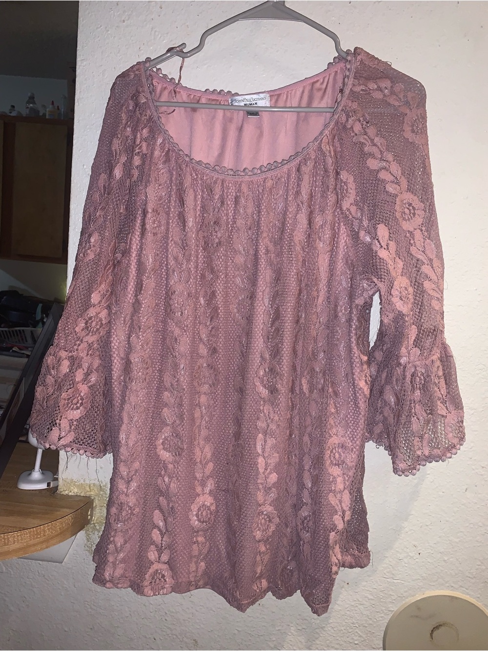 Rebecca Malone Dusty Rose Crochet Lace Tunic